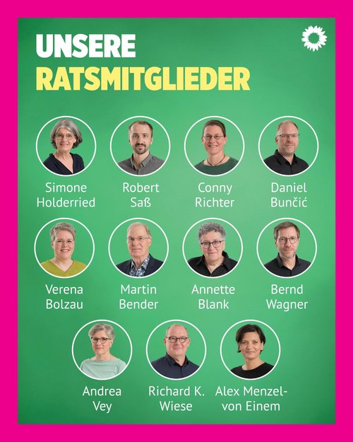 Bild mit der Überschrift: Unsere Ratsmitglieder, darunter Porträtfotos der 11 Ratsmitglieder.